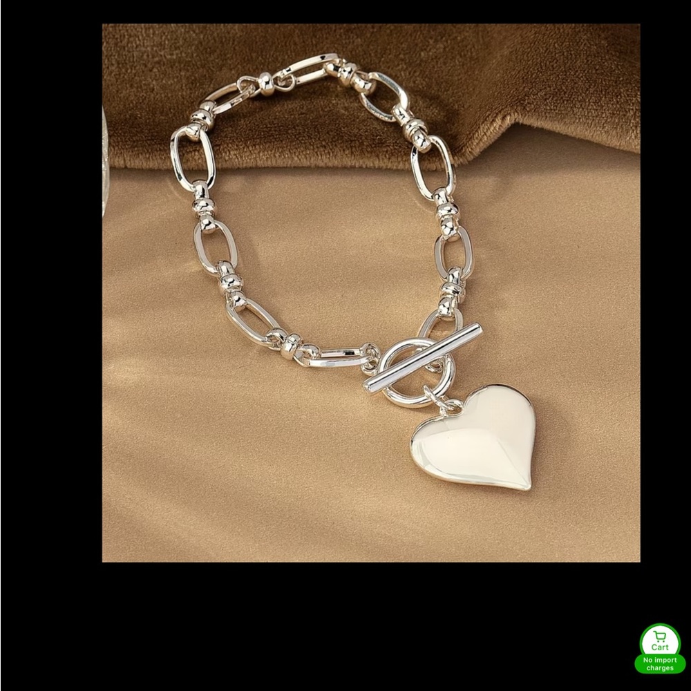 Elegant Silvery Heart Charm Bracelet